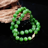 14k 10mm Siberian Jade Beaded Necklace #2452