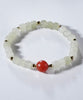 Carnelian and White Jade Beaded Bracelet #2459