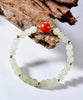 Carnelian and White Jade Beaded Bracelet #2459