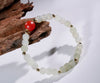 Carnelian and White Jade Beaded Bracelet #2459