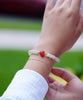 Carnelian and White Jade Beaded Bracelet #2459