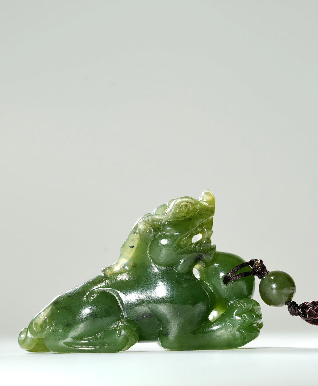 Hand-Carved Jade Pixiu Necklace #1459