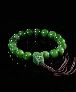 12mm Swastika Symbol Jade Beaded Bracelet #1882