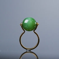 Chatoyant Siberian Jade Ball Ring #2253