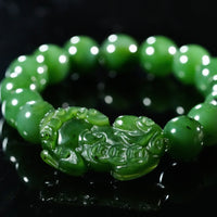 12mm Lucky Pixiu Jade Bracelet #1936