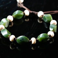 Jade and Ox Bone Beaded Bracelet #1873