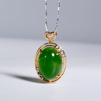 18k Siberian Jade Cabochon Pendant (Large) #1679