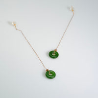 SIBERIAN JADE LONG CHAIN EARRINGS #1306