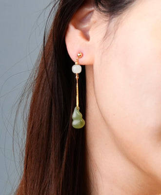 LIGHT SMOKE JADE EARRINGS #1428