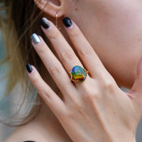 18K Diamond Ammolite Ring #365