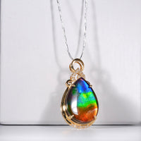 18k Waterdrop Ammolite Pendant #2011