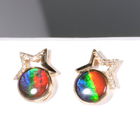 18K Diamond Ammolite Earring #369