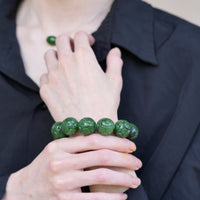 Hand-Carved Jade Beaded Bracelet #2438