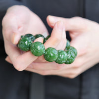 Hand-Carved Jade Beaded Bracelet #2438