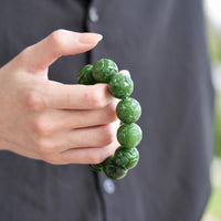 Hand-Carved Jade Beaded Bracelet #2438