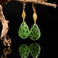 14k Siberian Jade Flower Earrings #2495