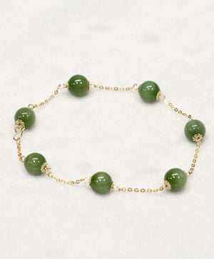 8mm Chatoyant Siberian Jade Starry Bracelet #2528