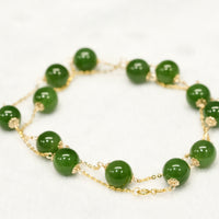 18k 10mm Siberian Jade Starry Necklace #2529