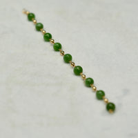 14k 8mm Chatoyant Jade Starry Beaded Bracelet #2421-2