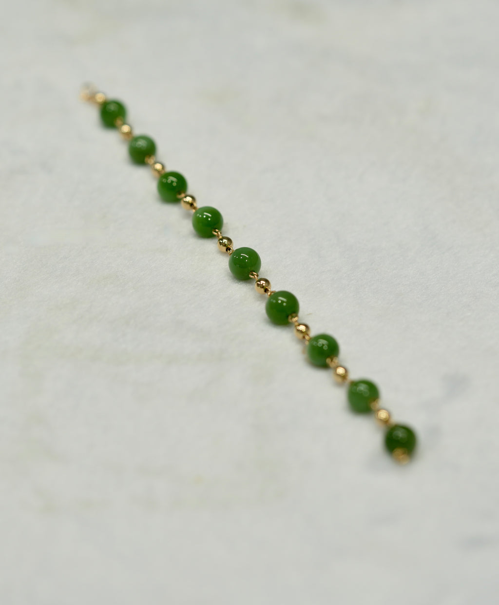 14k 8mm Chatoyant Jade Starry Beaded Bracelet #2421-2