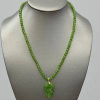 Siberian Jade Leaf Beaded Necklace #1666-2