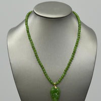 Siberian Jade Leaf Beaded Necklace #1666-2