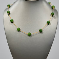 18k 10mm Siberian Jade Starry Necklace #2529