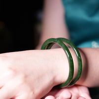 SIBERIAN DING DANG JADE BANGLE - ONE PAIR 58MM #1950