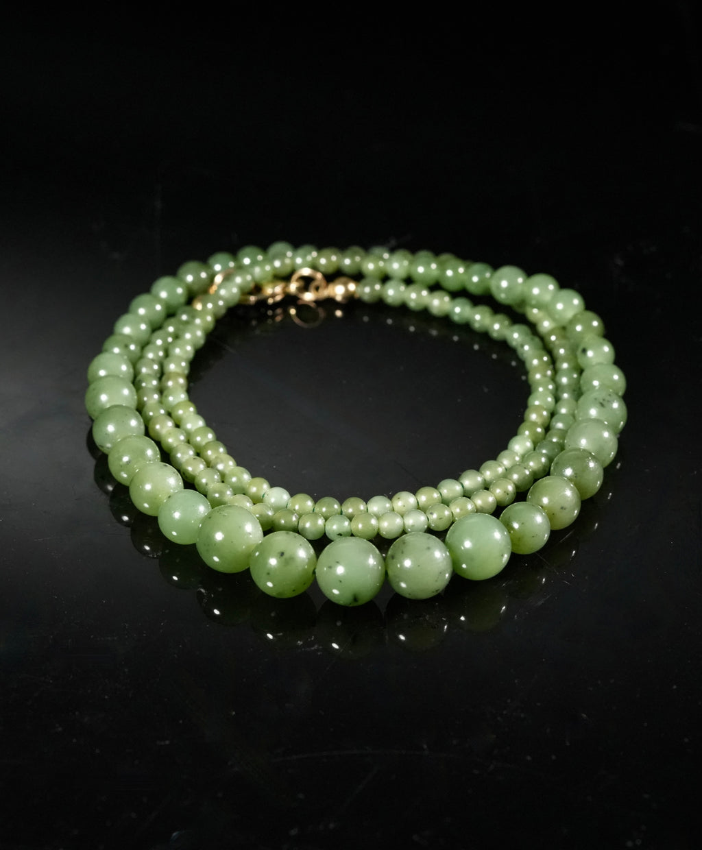 4-10mm Canadian Jade Beaded Necklace #2533