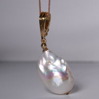 14K KASUMIGA BAROQUE PEARL BUCKLE PENDANT #1962