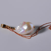 14K KASUMIGA BAROQUE PEARL BUCKLE PENDANT #1962