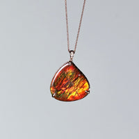 18k Heart Shaped Ammolite Pendant #1973