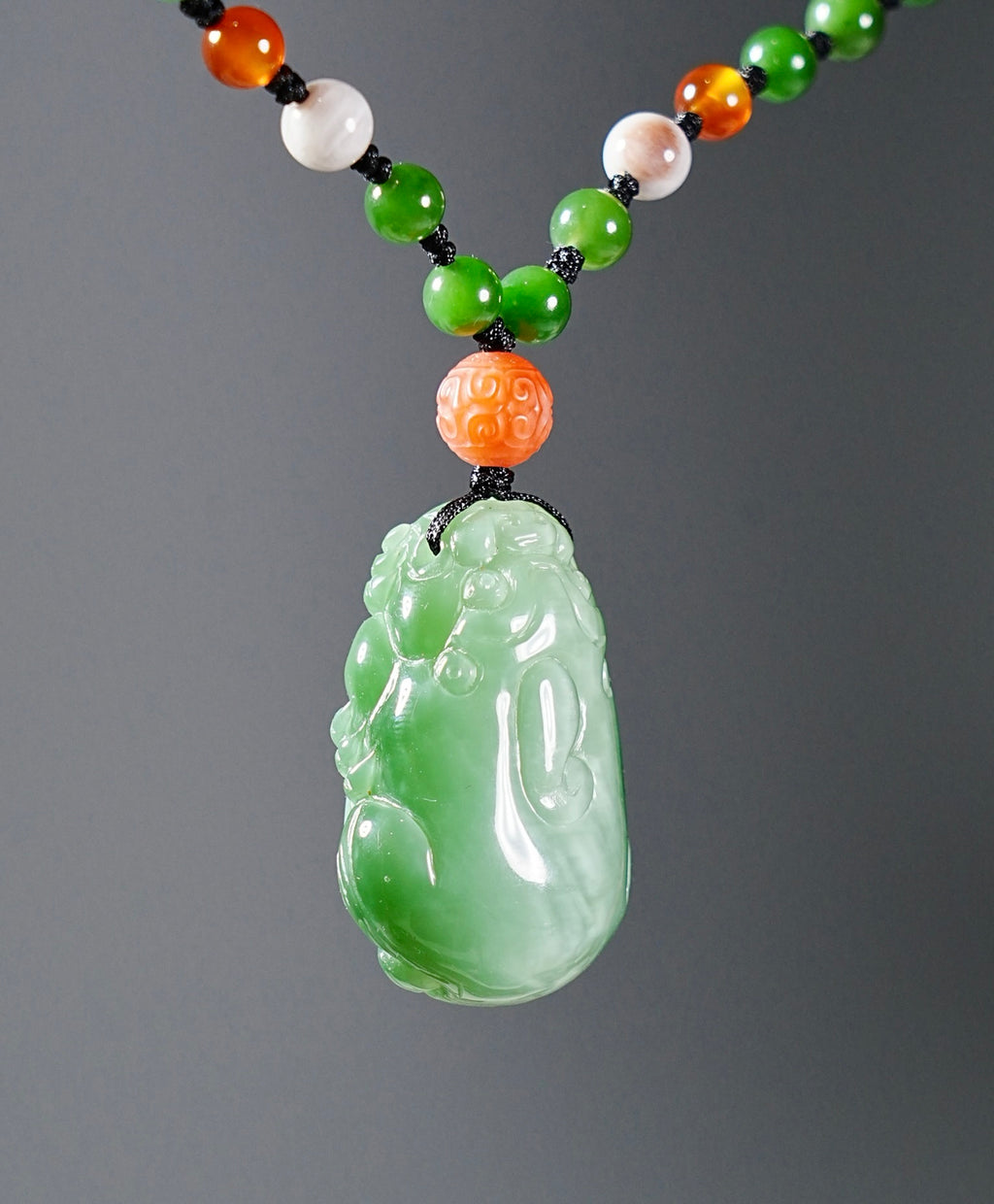 Chatoyant Siberian Jade Pixiu Necklace #1663