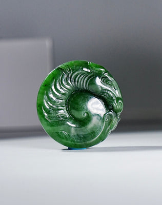 HAND CARVED HORSE JADE PENDANT #2020