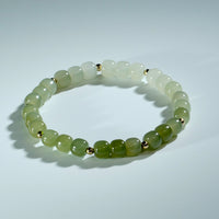 14k Gradient Green Jade Beaded Bracelet #1018