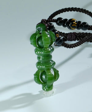 Jade Buddhist Vajra Pendant Necklace #1777