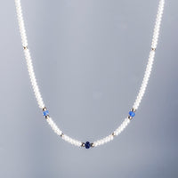 14k Freshwater Pearl and Sapphire Necklace #2231