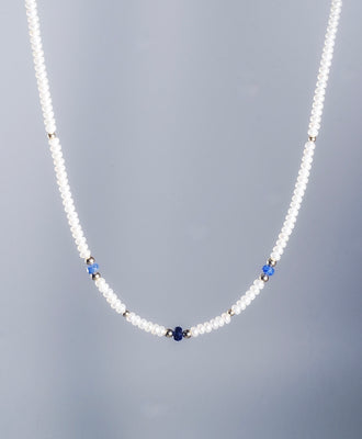 14k Freshwater Pearl and Sapphire Necklace #2231