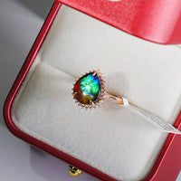 18k Ammolite Diamond Ring #2095