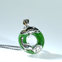 PI Harmony Jade Lotus&Fish Pendant #1126