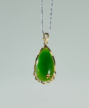 18k Siberian Jade Waterdrop Pendant#1671