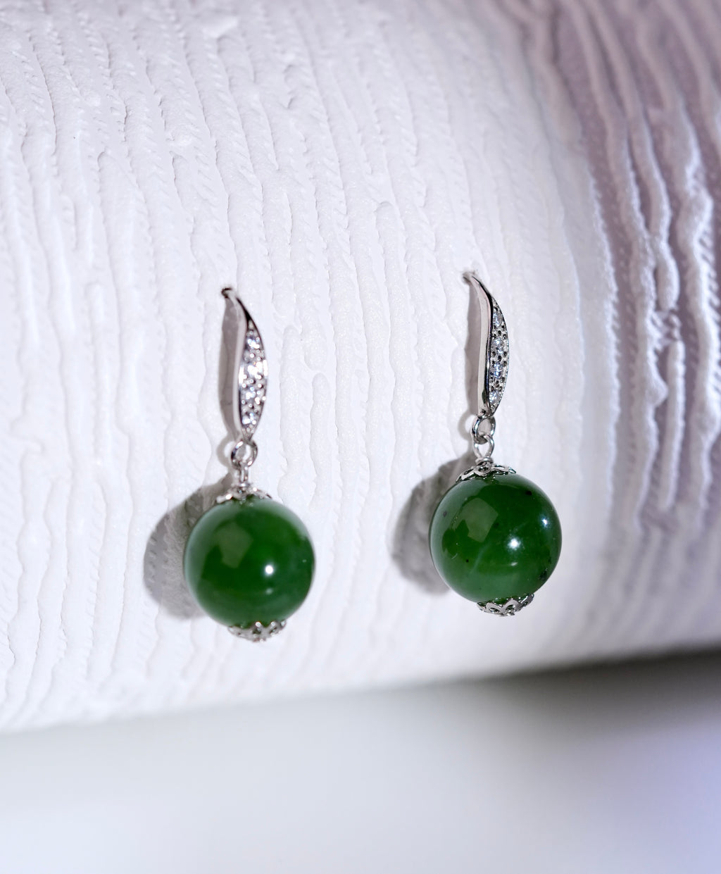 CANADIAN JADE BEAD EARRINGS #2301