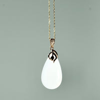 18k White Jade Water-drop Pendant#1506