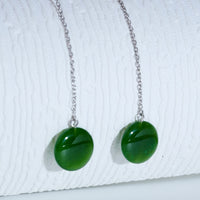 CANADIAN JADE LONG EARRINGS #2305