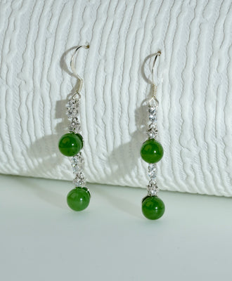 CANADIAN JADE LONG EARRINGS #2303