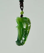 PIXIU AND BOK CHOY JADE PENDANT #1425