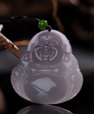 SMOKE PURPLE JADE BUDDHA PENDANT #1718