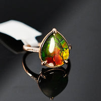 18K AMMOLITE DIAMOND RING #2097