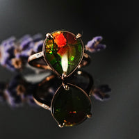 18K AMMOLITE DIAMOND RING #2097