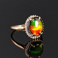 18K AMMOLITE DIAMOND RING #2199